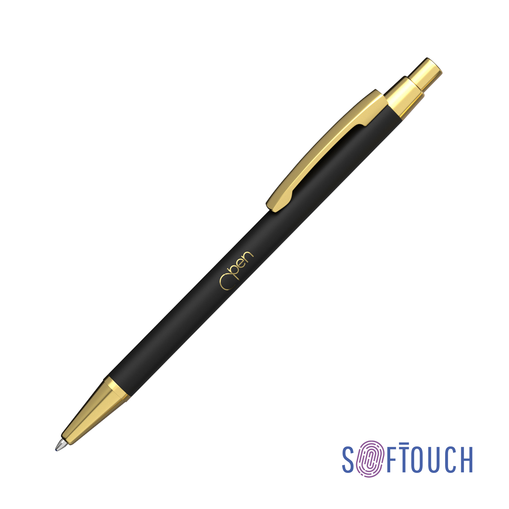 Ручка шариковая "Ray", покрытие soft touch, цвет черный с золотом