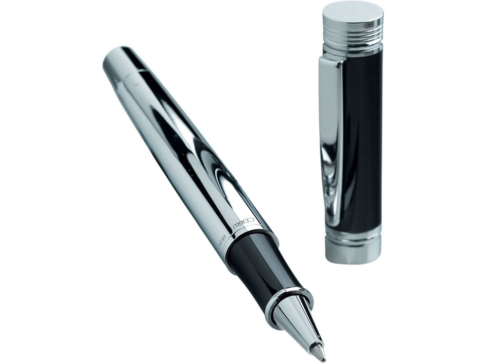 Ручка-роллер Zoom Classic Black. Cerruti 1881, серебристый, черный