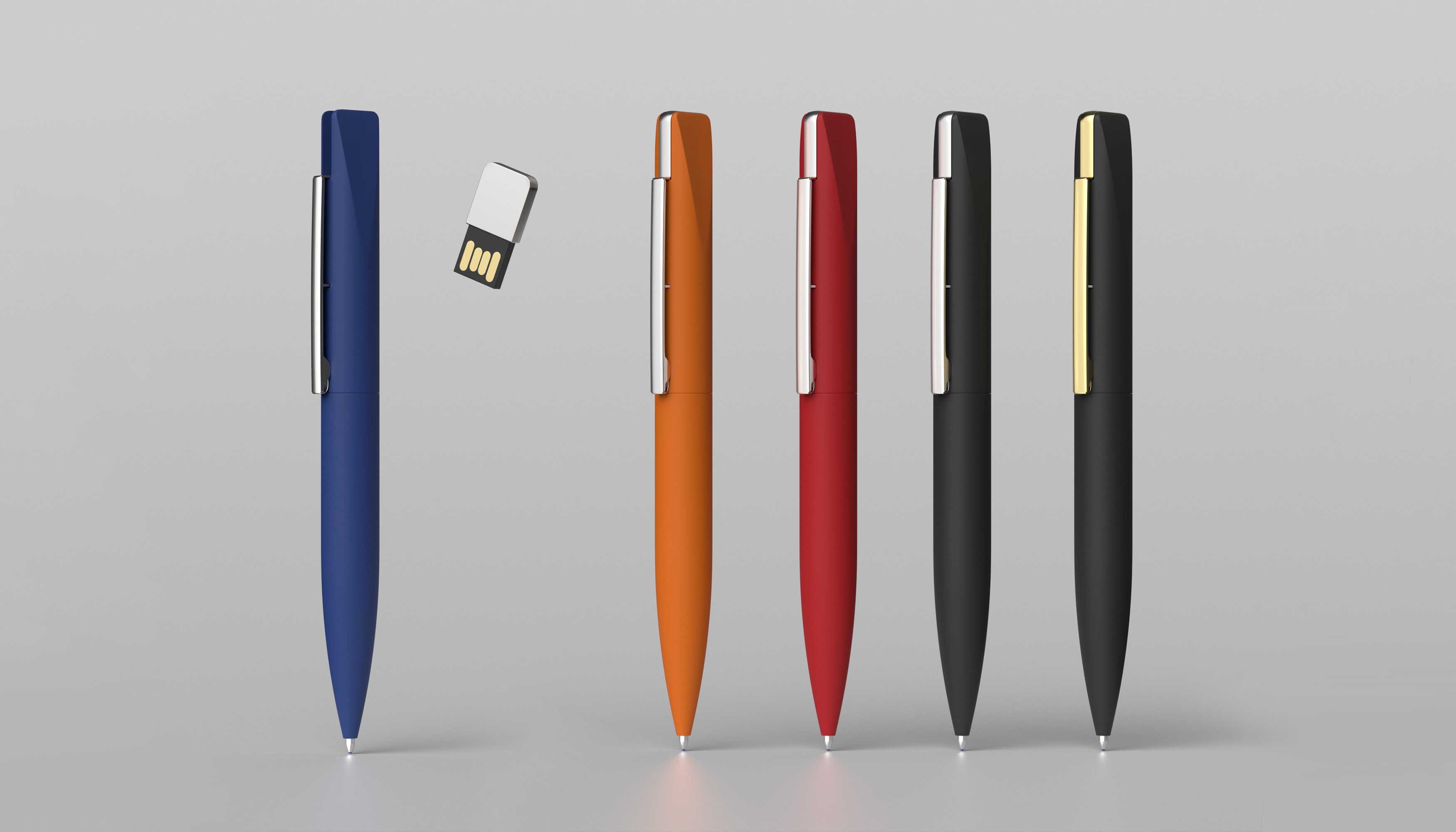 Ручка шариковая "Callisto" с флеш-картой 32Gb, покрытие soft touch, цвет оранжевый