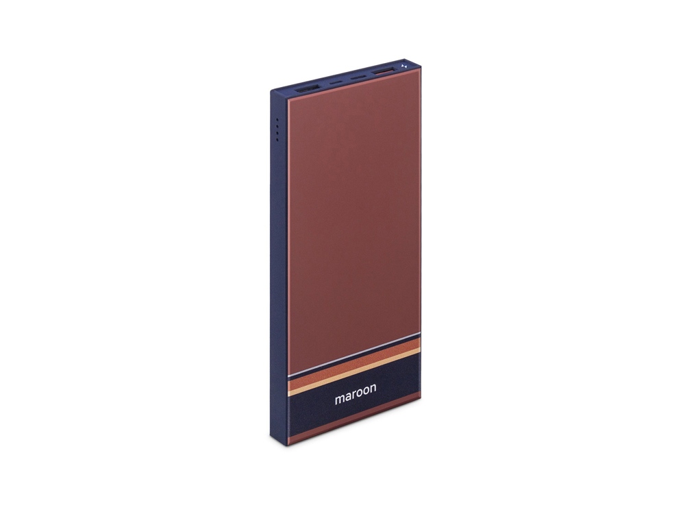 Внешний аккумулятор Rombica NEO ARIA Maroon, 10000мАч, Soft-touch, PD, QCharge, Type-C, бордовый/син, бордовый, синий