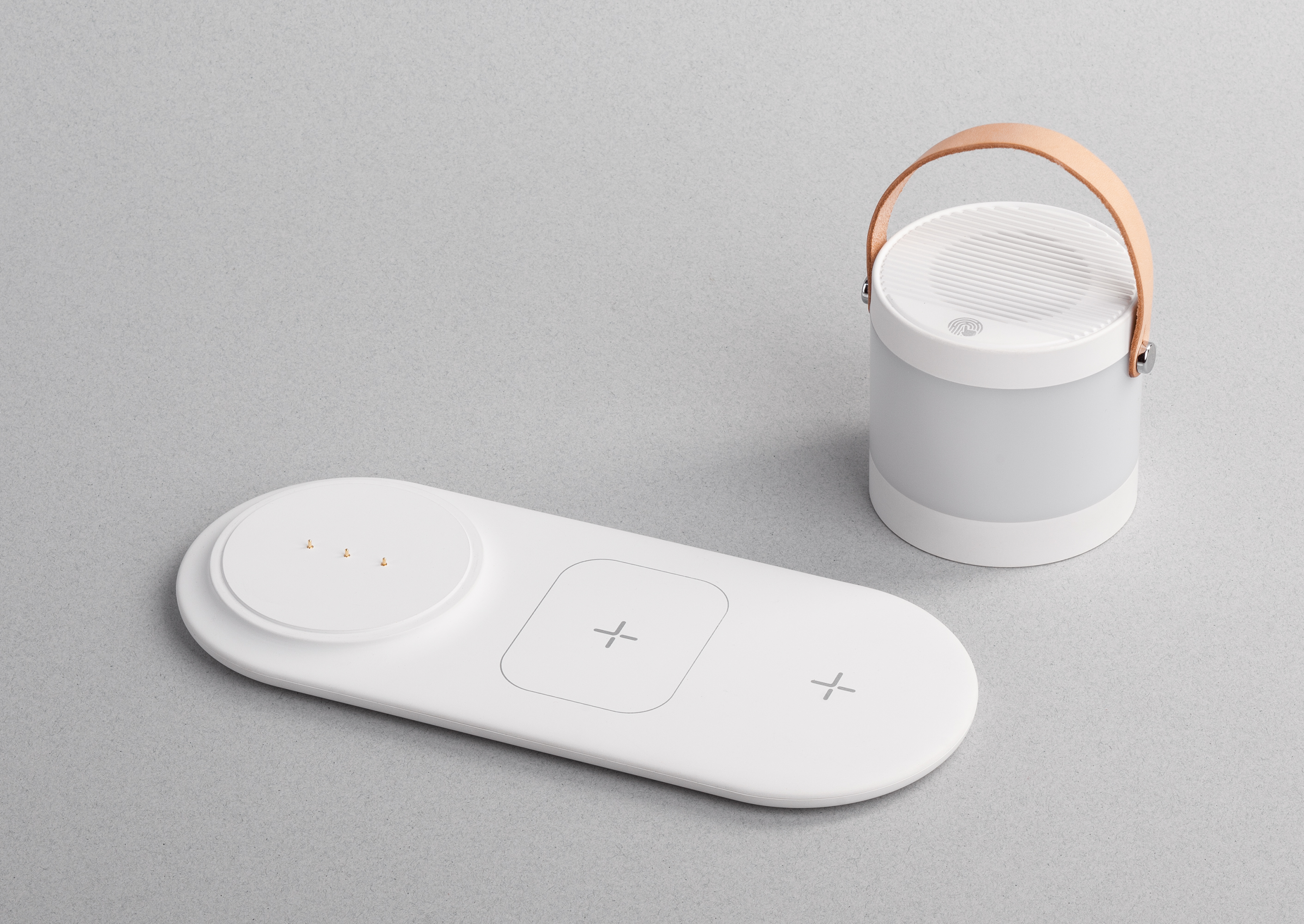 Настольная беспроводная (15W) зарядная станция "Smart Home" с bluetooth колонкой-лампой, цвет белый