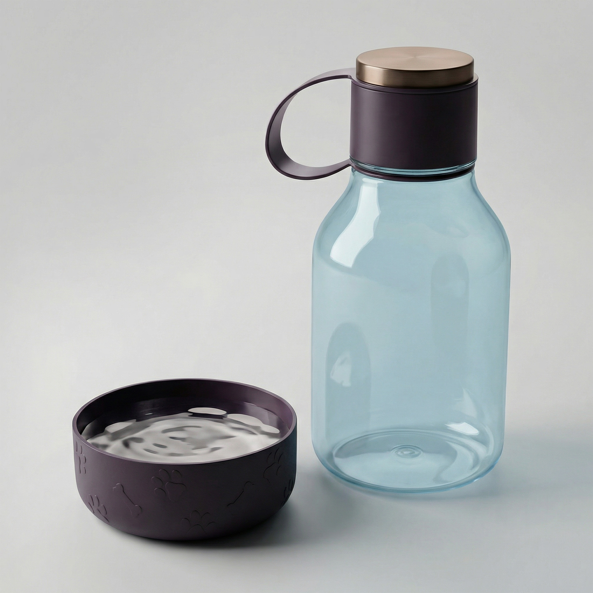 Бутылка для воды 2-в-1 Dog Bowl Bottle со съемной миской для питомцев, 1500 мл, бургунди