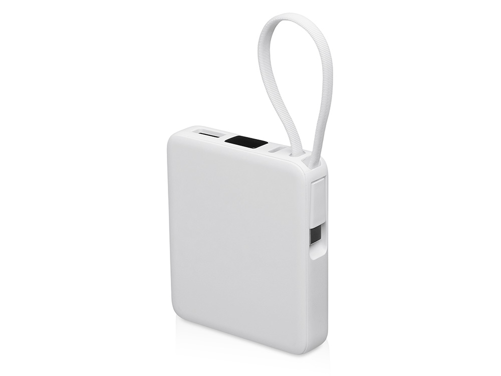 Внешний аккумулятор со встроенным кабелем USB-C Дэнси, 5000 мАч, белый