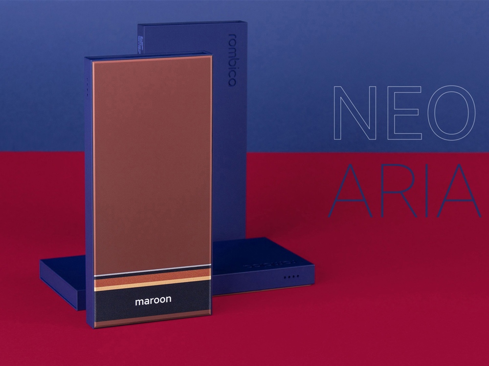 Внешний аккумулятор Rombica NEO ARIA Maroon, 10000мАч, Soft-touch, PD, QCharge, Type-C, бордовый/син, бордовый, синий