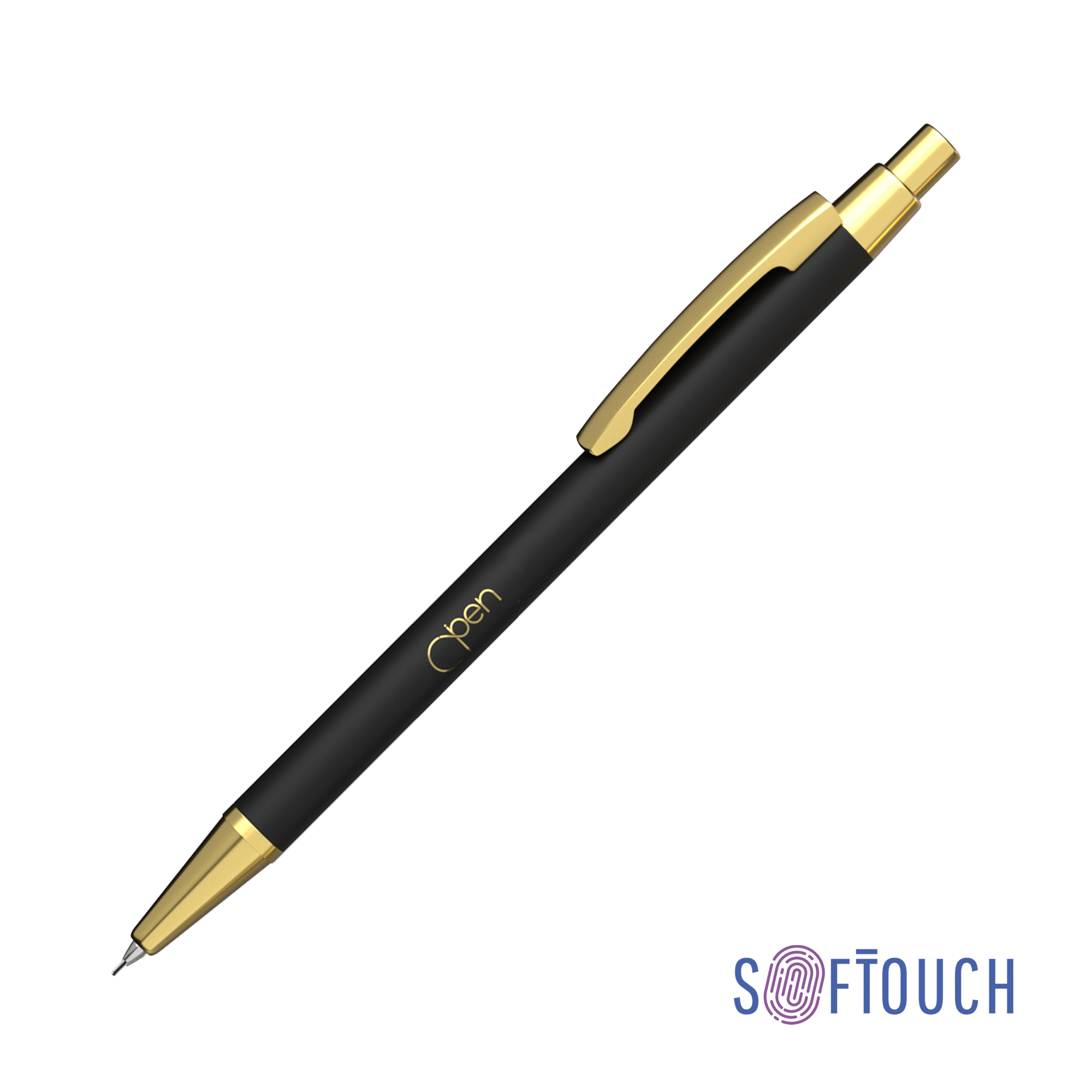 Карандаш механический "Ray", покрытие soft touch, цвет черный с золотом
