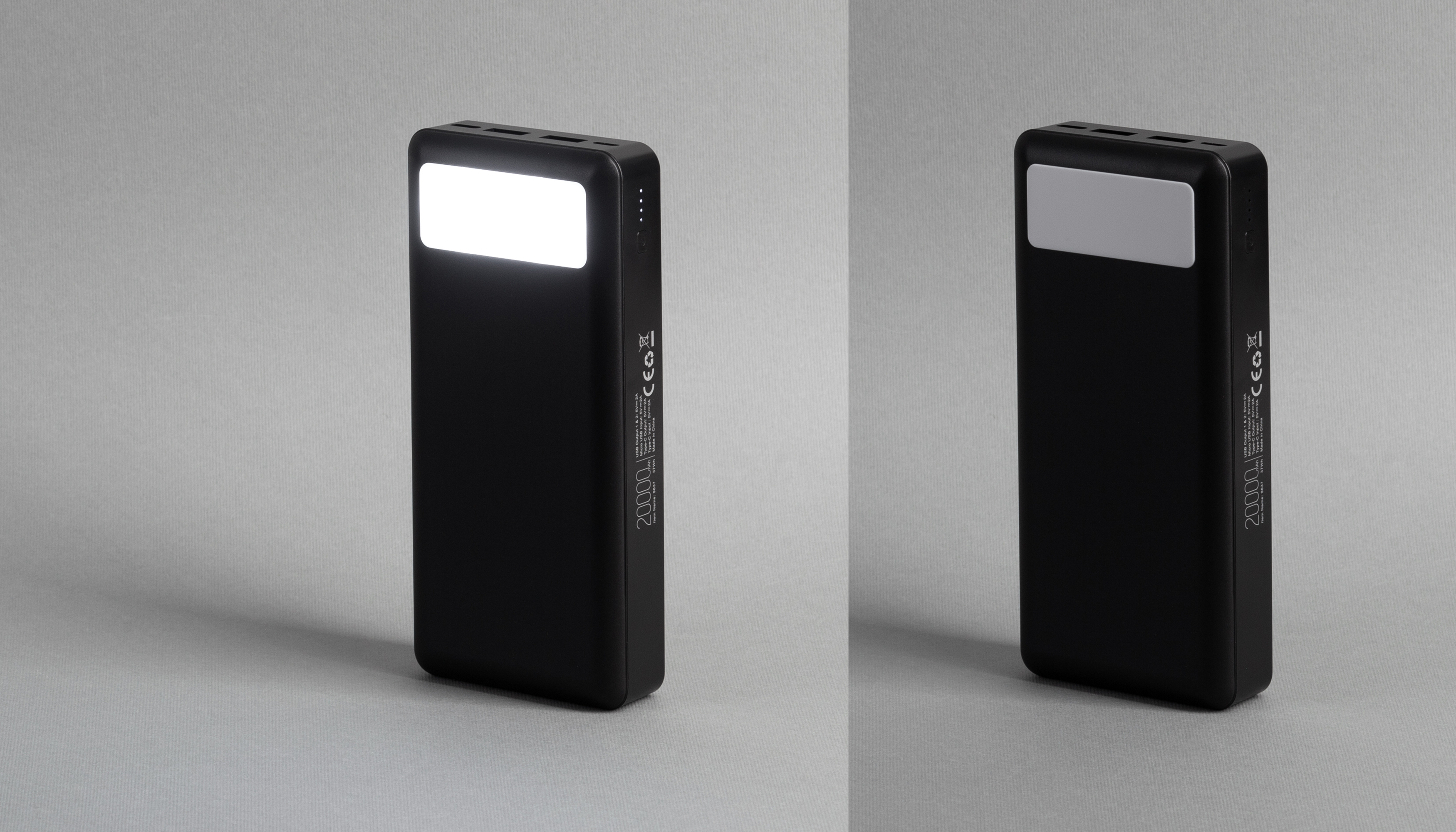 Зарядное устройство "Lumos Max" 20000 mAh с фонариком, цвет черный