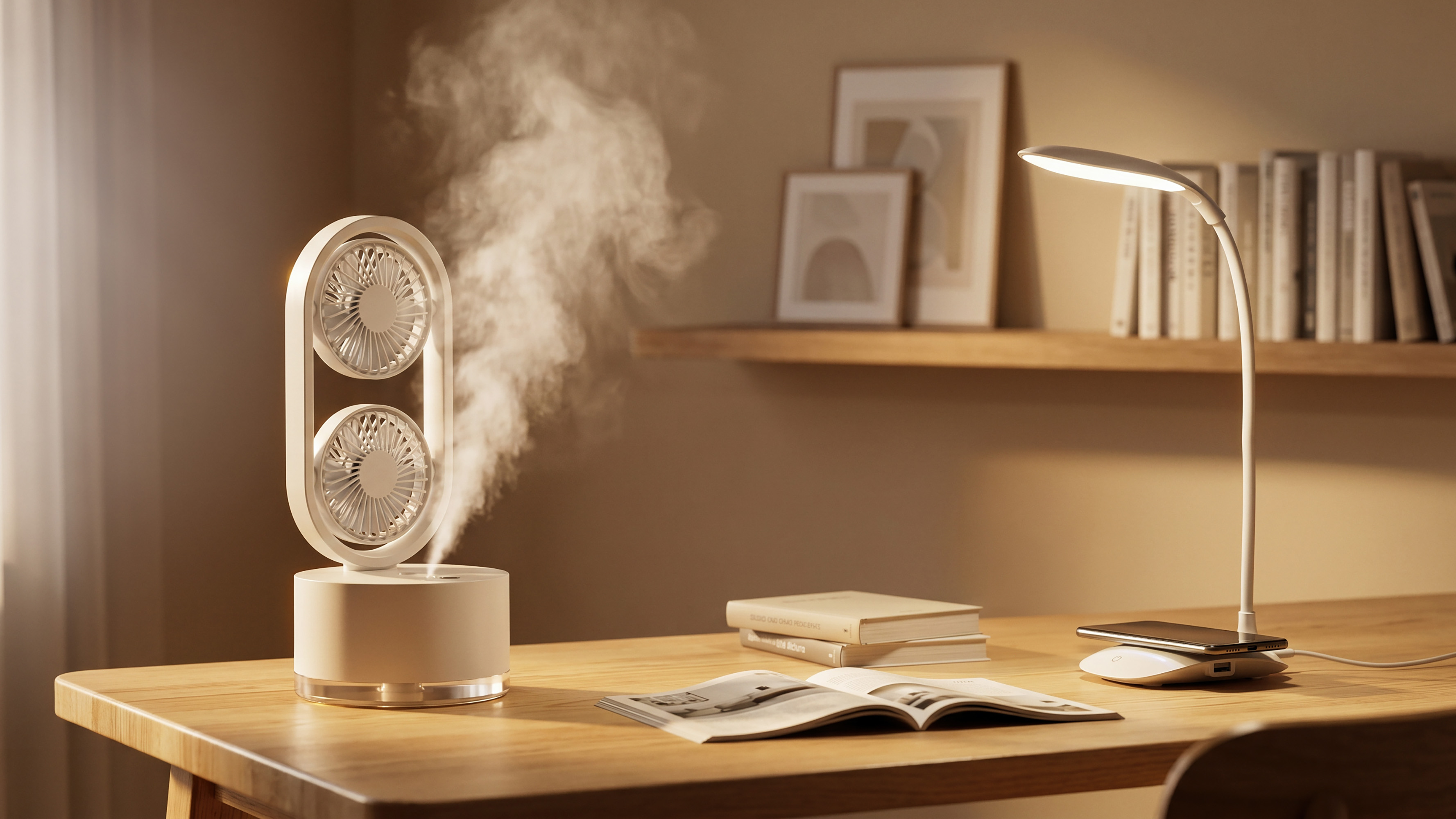 Портативный увлажнитель воздуха "Smart Wind" с двумя вентиляторами, цвет белый