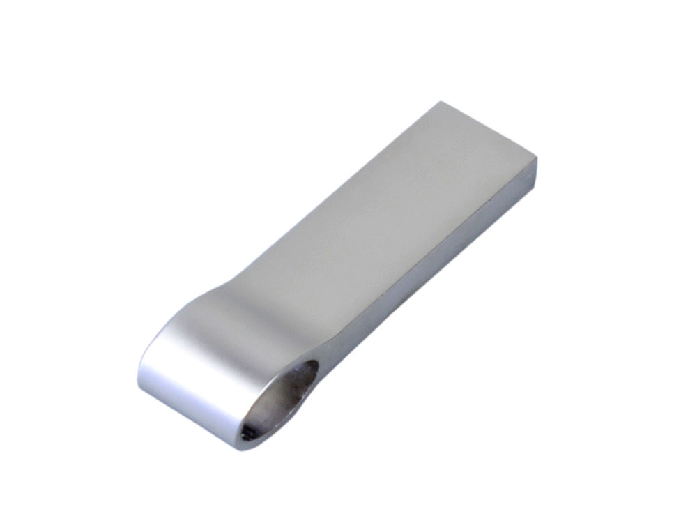 USB 2.0-флешка на 4 Гб с мини чипом, компактный дизайн, боковое отверстие для цепочки, серебристый