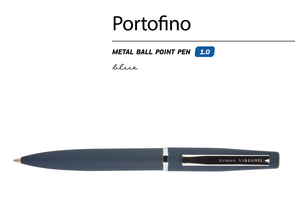 Ручка металлическая шариковая Portofino, софт-тач, 1.0 мм, синий