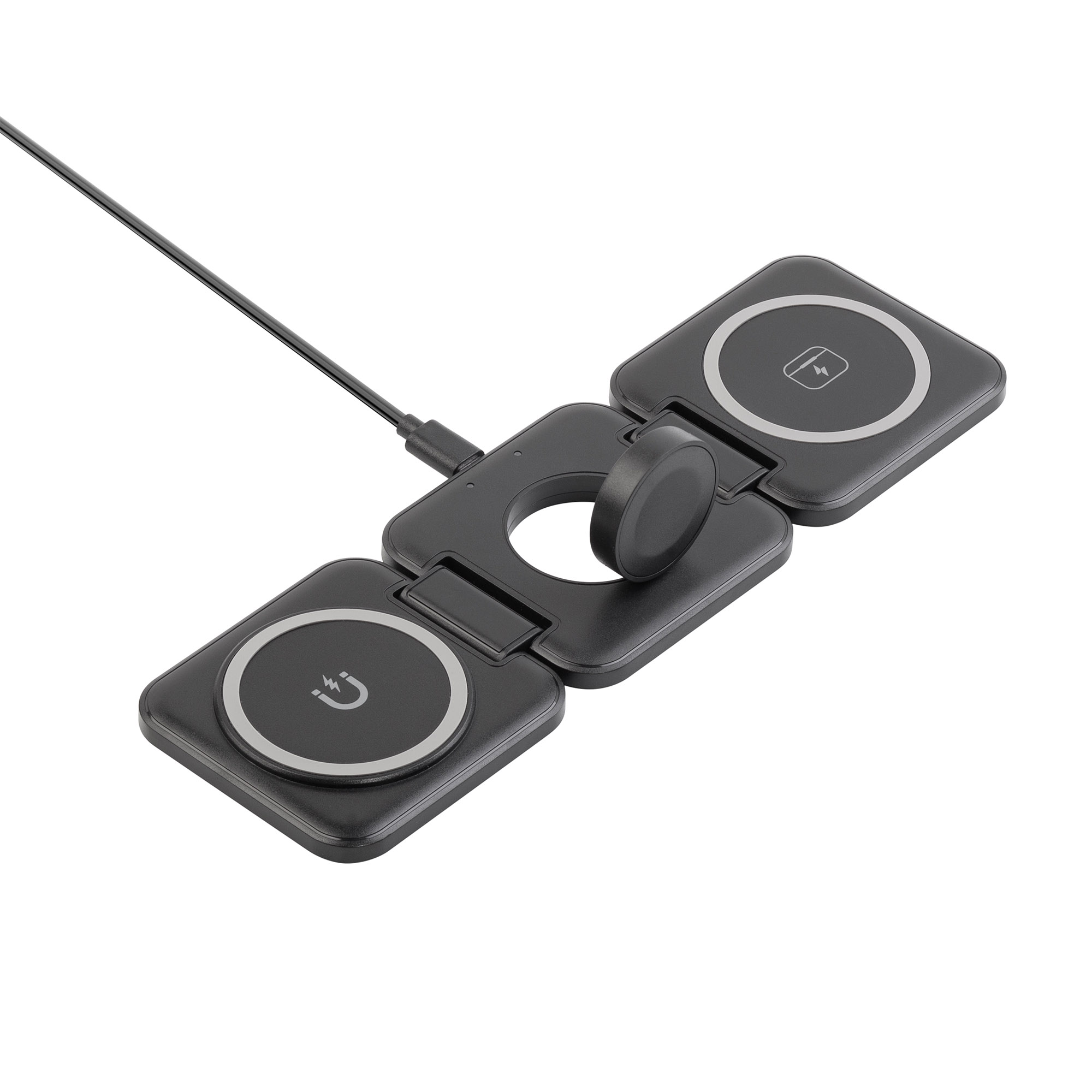 Складная беспроводная (15W) зарядная станция "Flip" с MagSafe, цвет черный