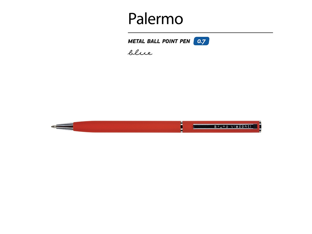 Ручка шариковая автоматическая BrunoVisconti® PALERMO цвет корпуса красный, soft-touch, 0.7 мм
