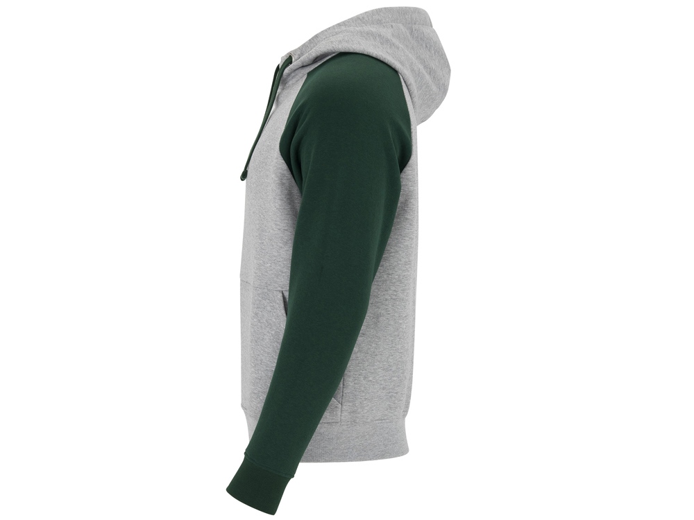 Толстовка с капюшоном Badet мужской, серый меланж/бутылочный зеленый, серый меланж, зеленый бутылочный