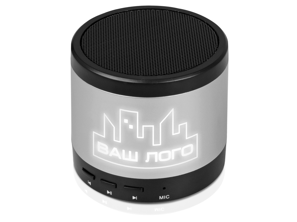Портативная колонка Ring neon с белой подсветкой корпуса, серебристый, черный, серебристый