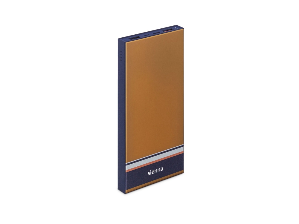 Внешний аккумулятор Rombica NEO ARIA Sienna, 10000мАч, Soft-touch, PD, QCharge, Type-C, охра/синий, светло-коричневый, синий