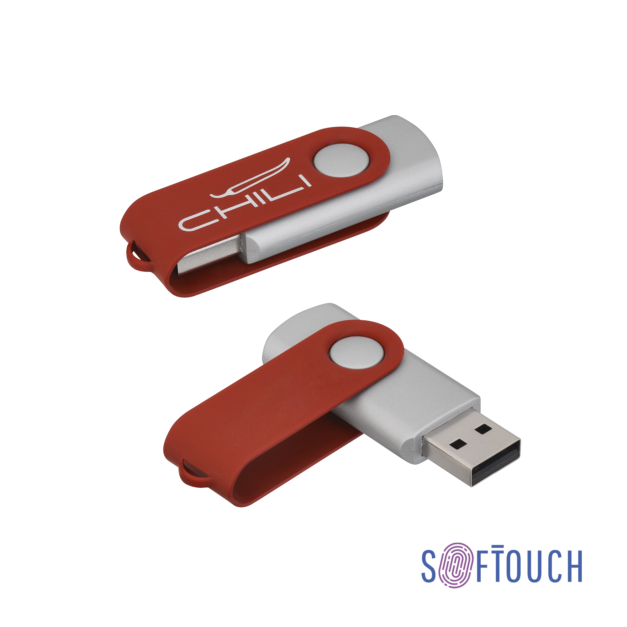 Флеш-карта "Vostok", объем памяти 16GB, покрытие soft touch#, цвет красный