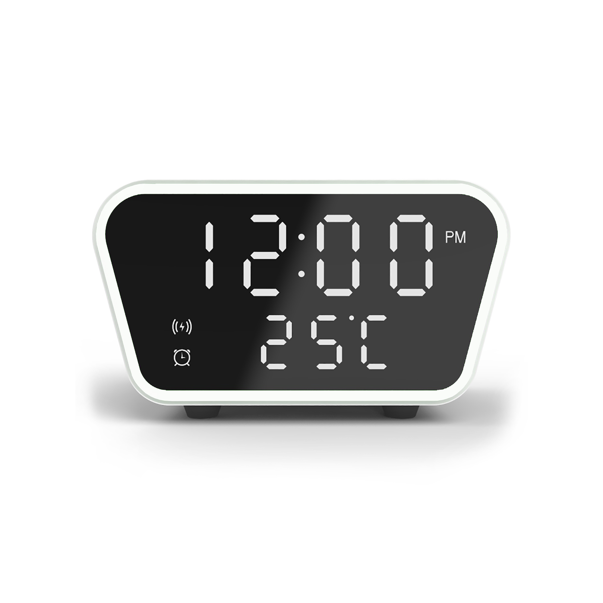 Настольные часы "Smart Clock" с беспроводным (15W) зарядным устройством, будильником и термометром, цвет белый