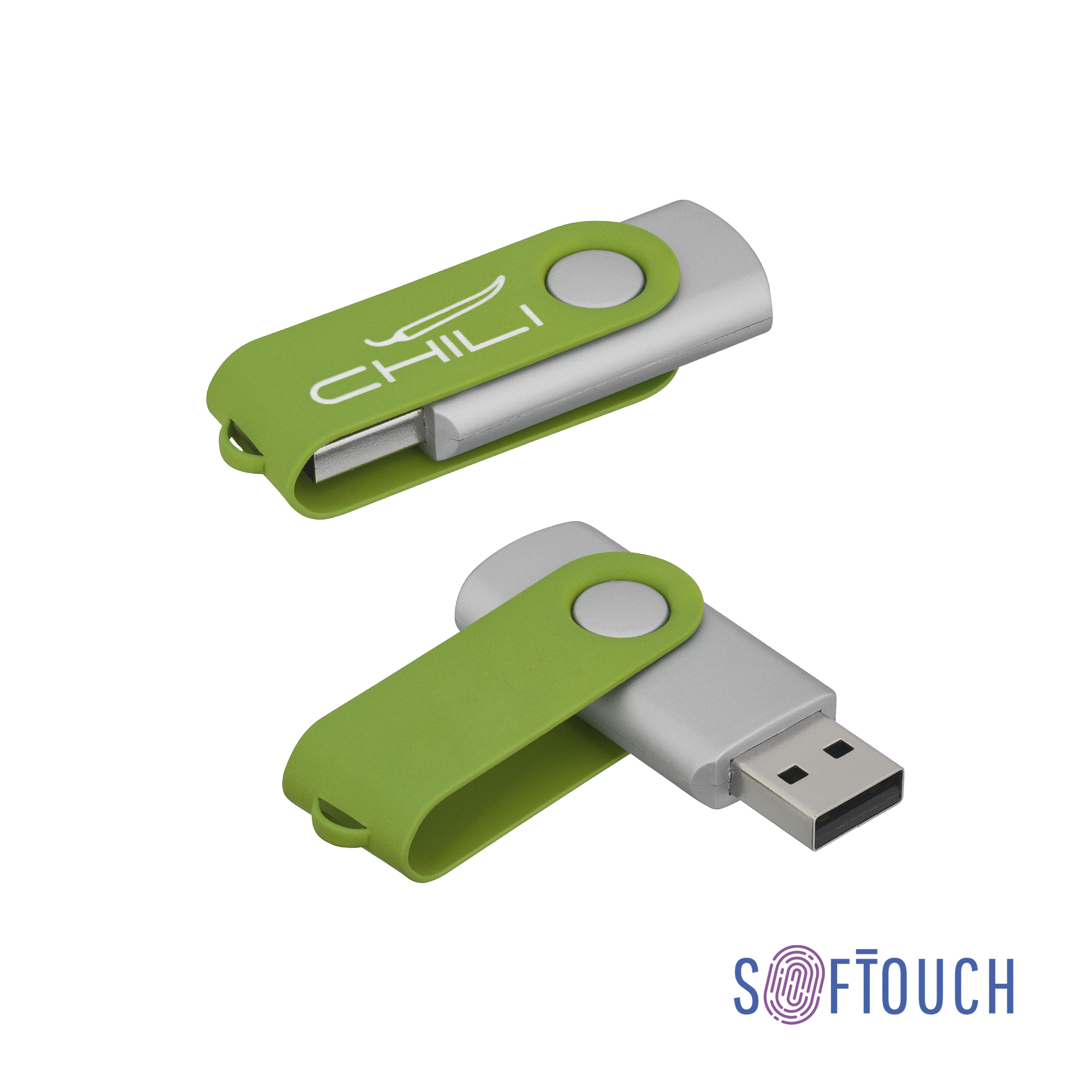Флеш-карта "Vostok", объем памяти 16GB, покрытие soft touch#, цвет зеленое яблоко