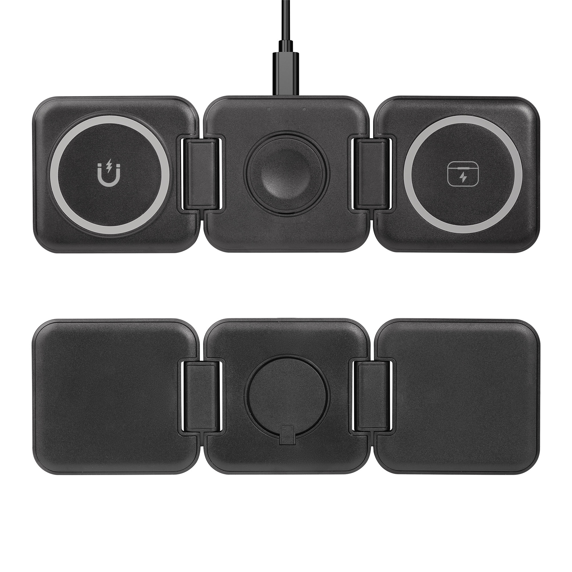 Складная беспроводная (15W) зарядная станция "Flip" с MagSafe, цвет черный