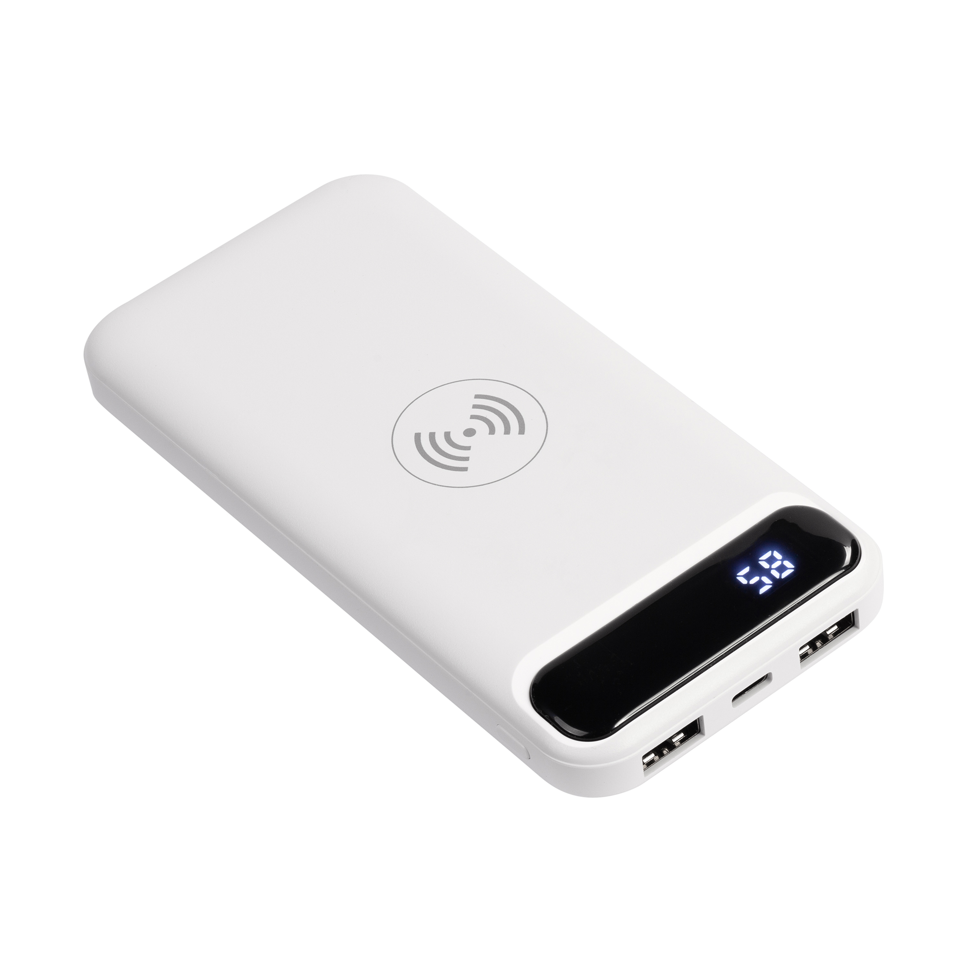 Беспроводное зарядное устройство "Quantum", 10000 mAh с цифровым индикатором заряда, цвет белый