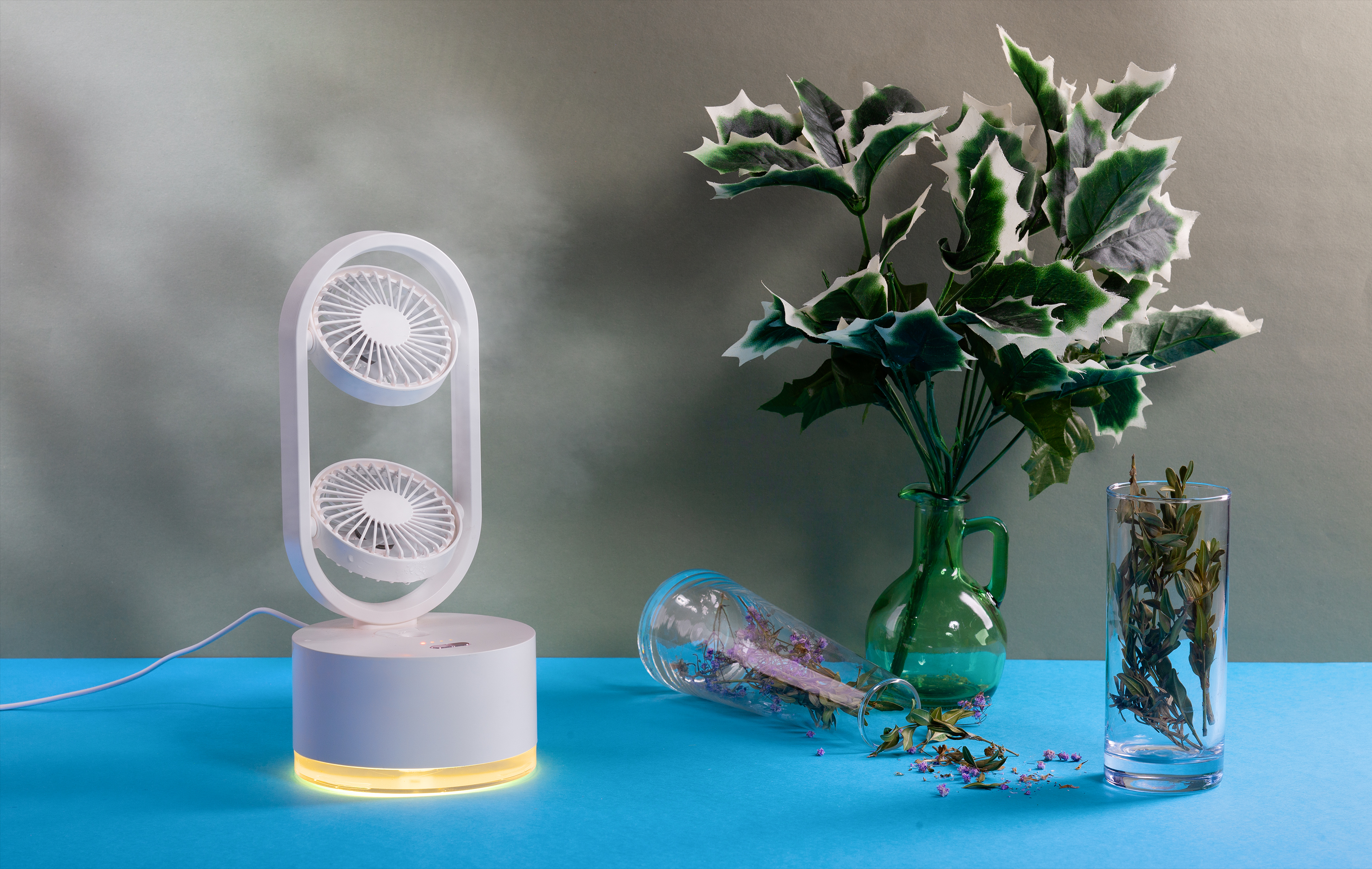 Портативный увлажнитель воздуха "Smart Wind" с двумя вентиляторами, цвет белый