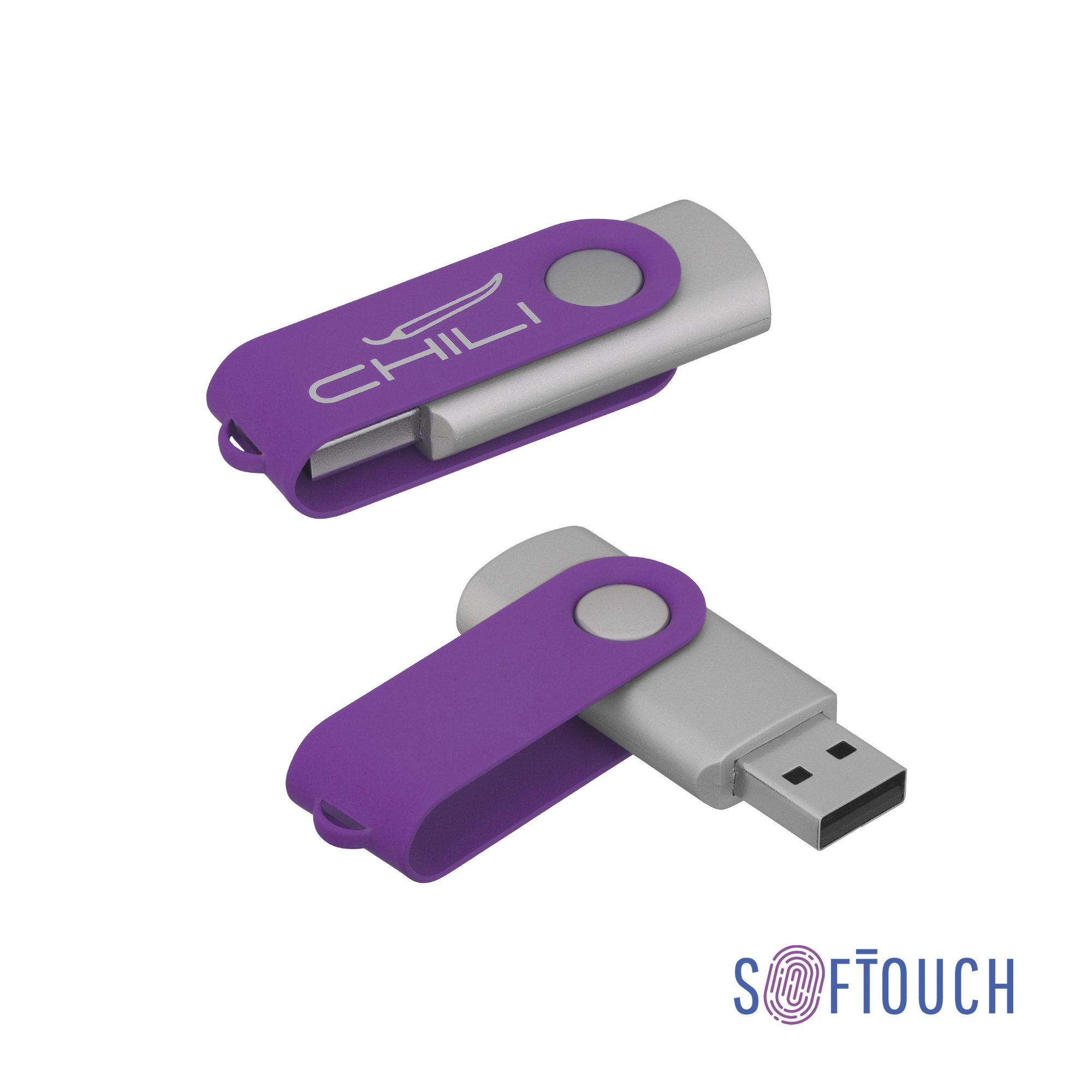 Флеш-карта "Vostok", объем памяти 16GB, покрытие soft touch#, цвет фиолетовый