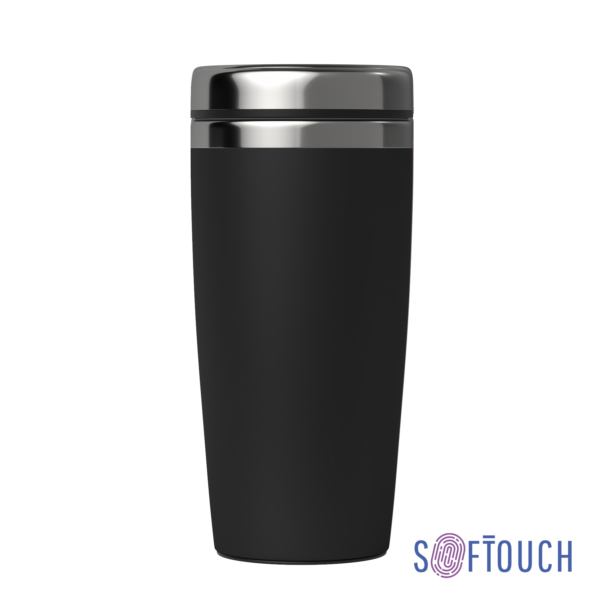 Термостакан "Эльбрус", покрытие soft touch, цвет черный