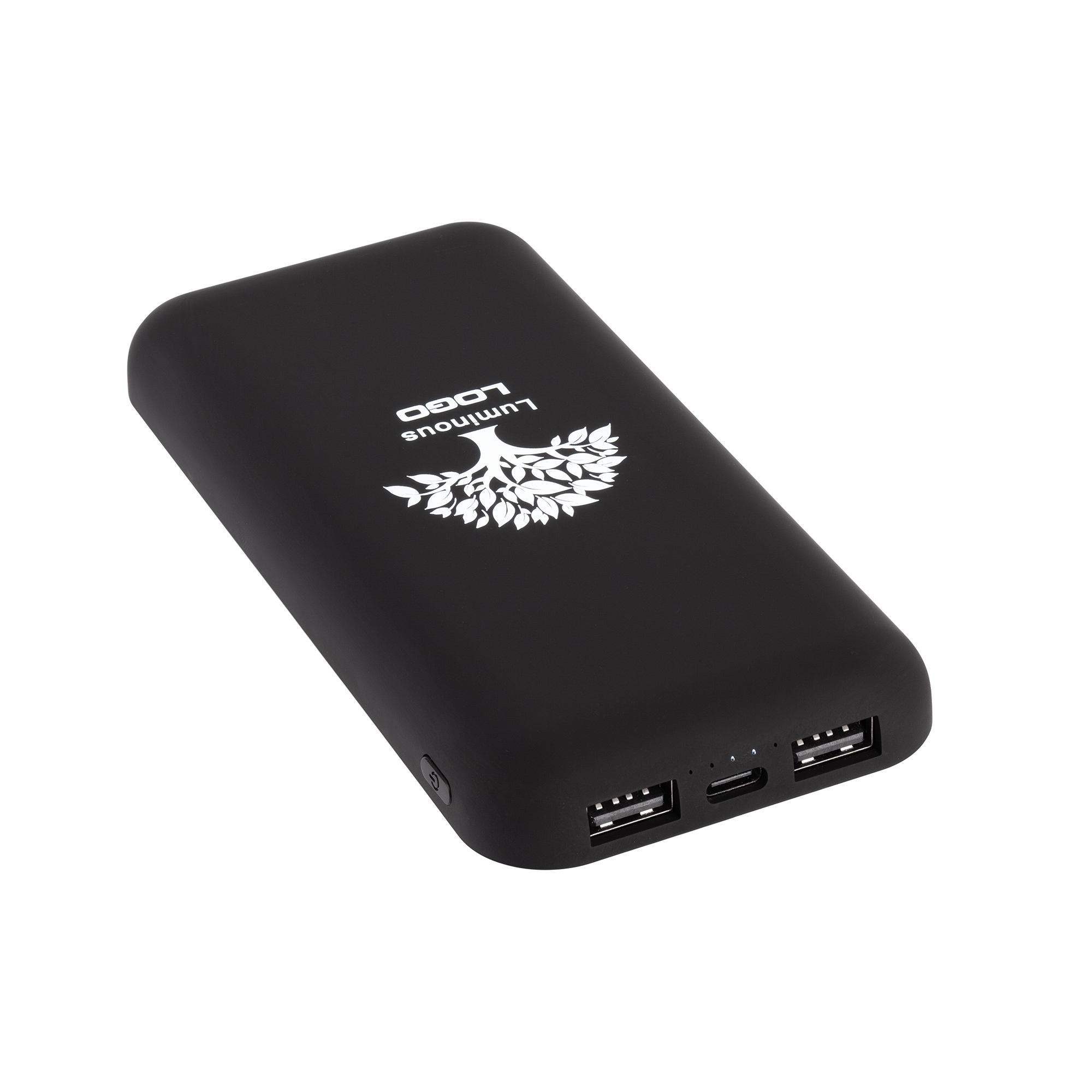 Беспроводное зарядное устройство "Sticky SOFTTOUCH", 10000 mAh с подсветкой логотипа и присосками, цвет черный