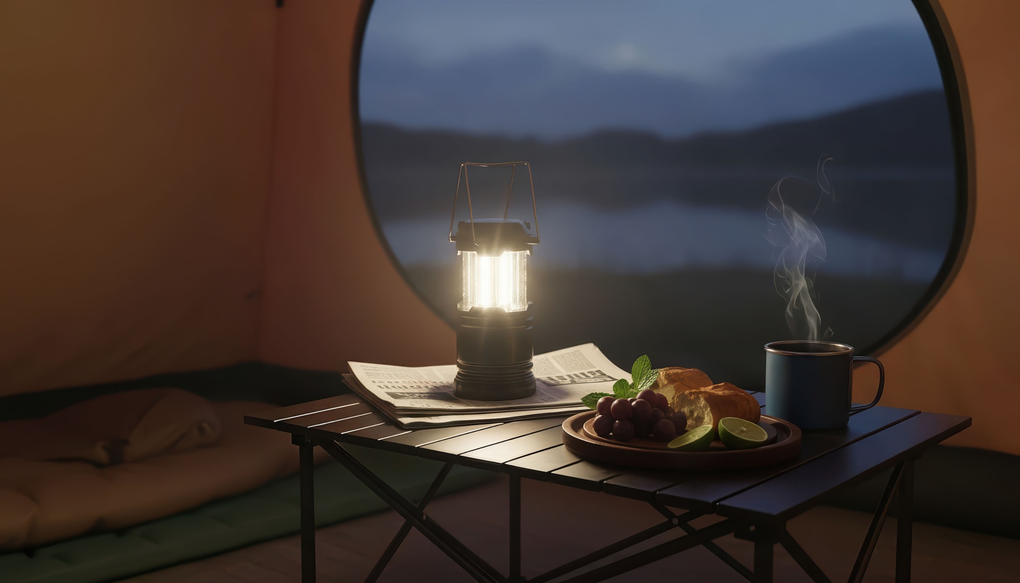 Туристический led-фонарь "Compass" 360˚, цвет черный