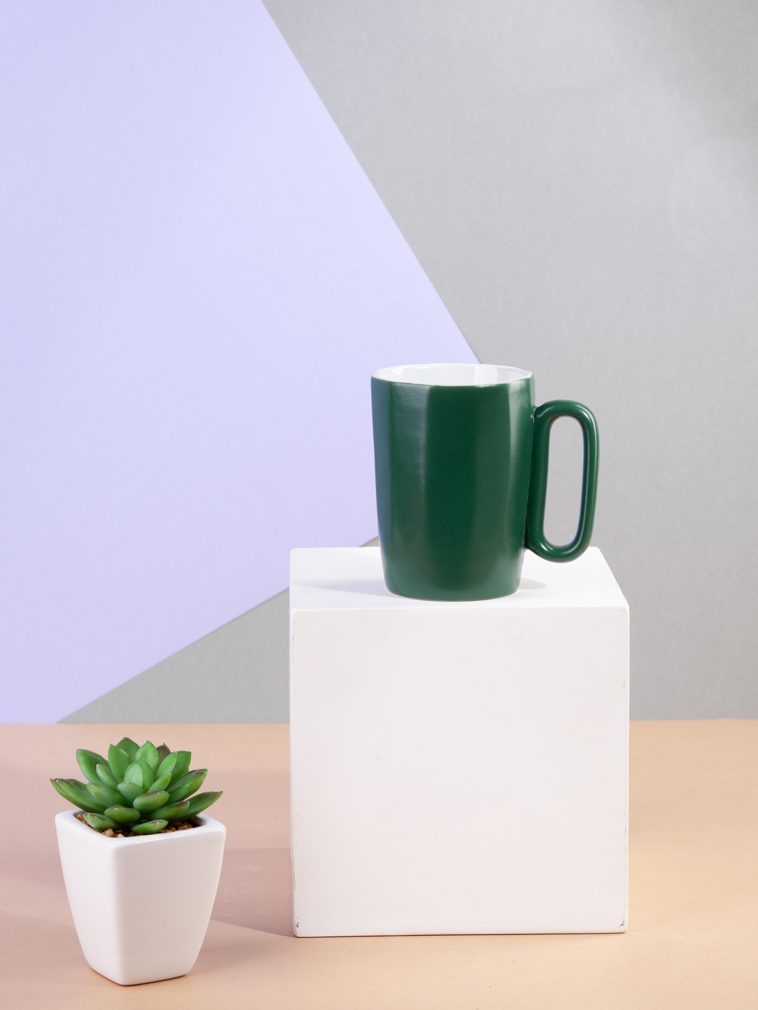 Кружка керамическая "Calypso" 250 мл, цвет зеленый с белым