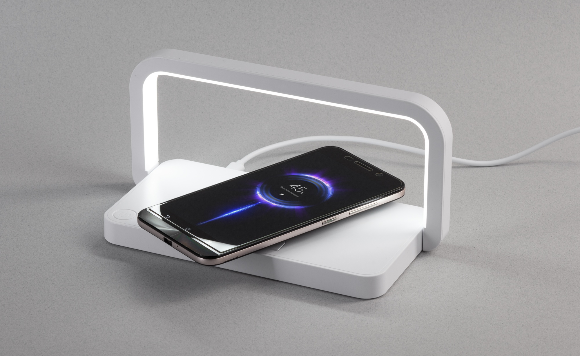 Лампа складная "Smart Light" с беспроводным (10W) зарядным устройством и подставкой для смартфона, цвет белый