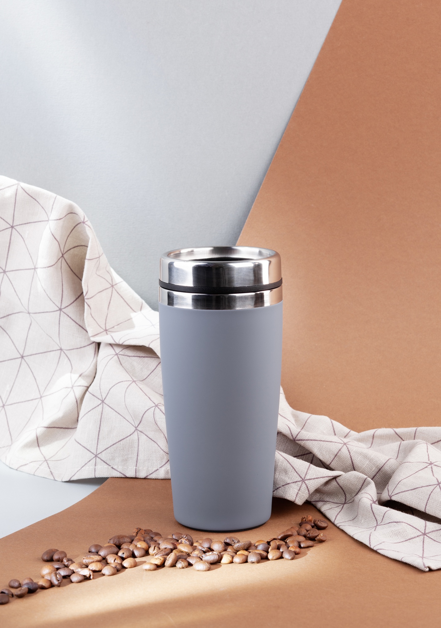 Термостакан "Эльбрус", покрытие soft touch, цвет серый