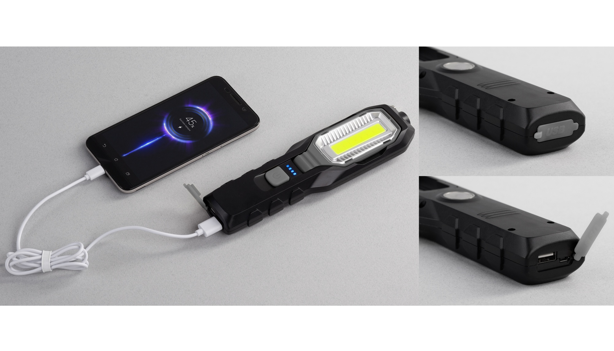 Многофункциональный фонарь "Navigator" с аккумулятором 1800 mAh, цвет черный с серым