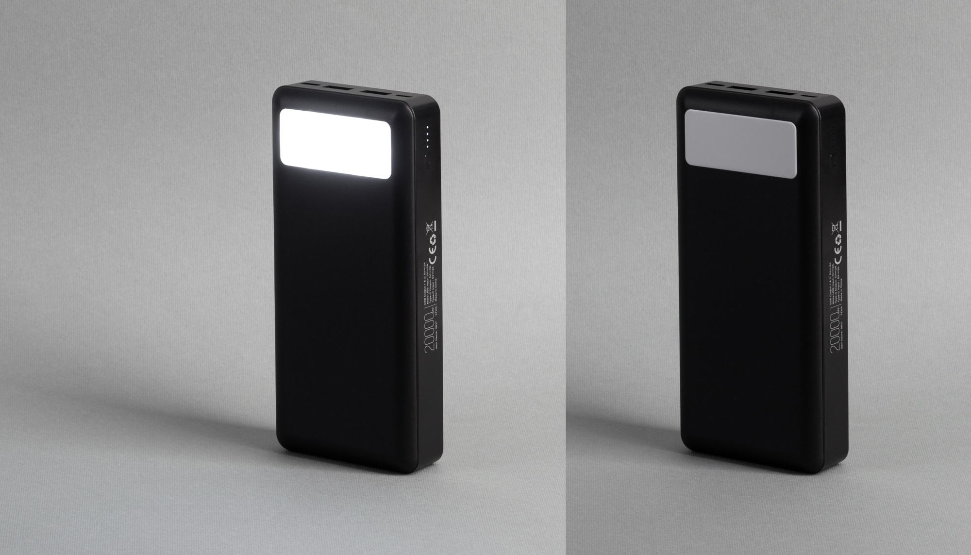 Зарядное устройство "Lumos Max" 20000 mAh с фонариком, цвет черный