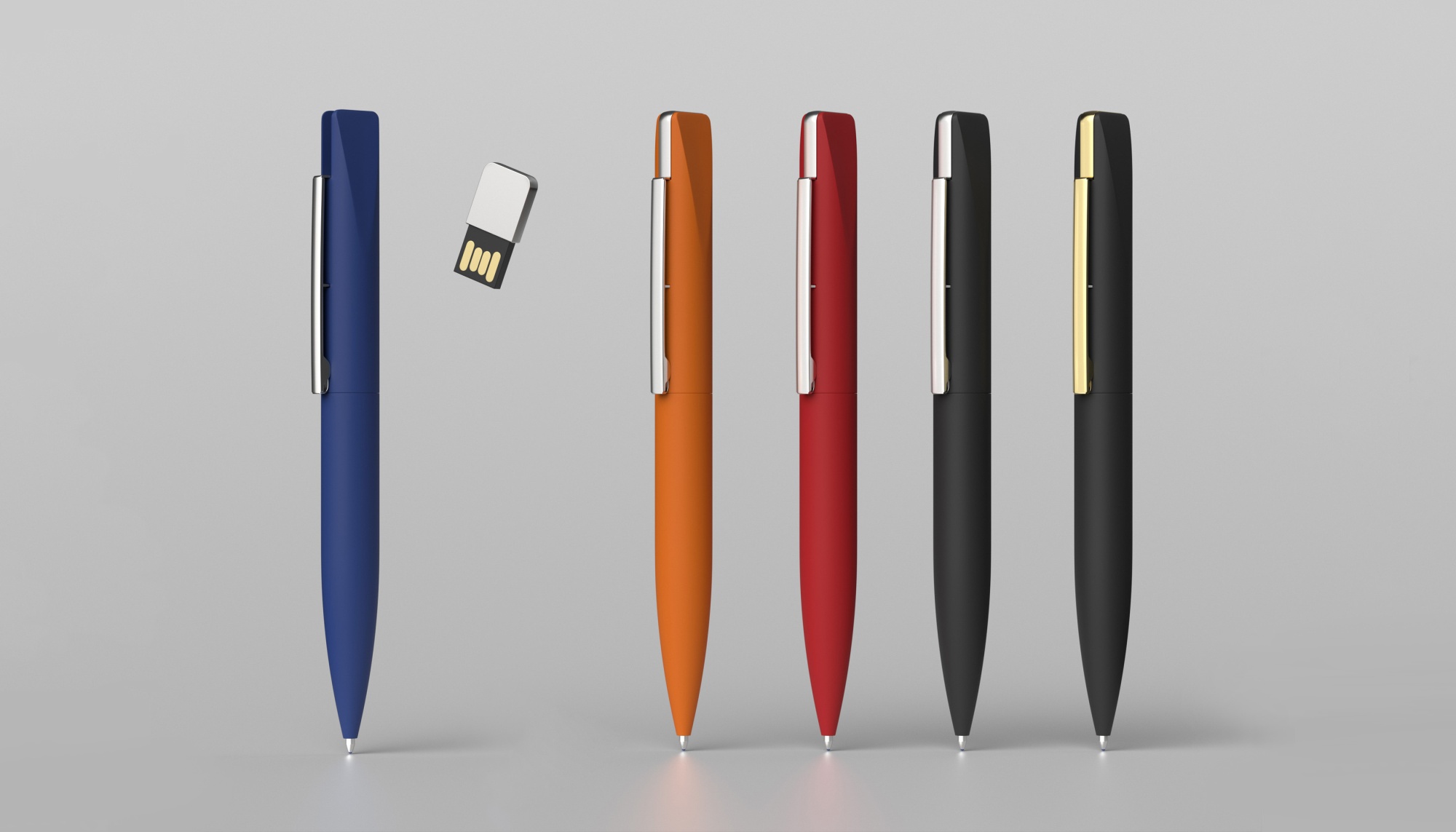 Ручка шариковая "Callisto" с флеш-картой 32Gb, покрытие soft touch, цвет оранжевый