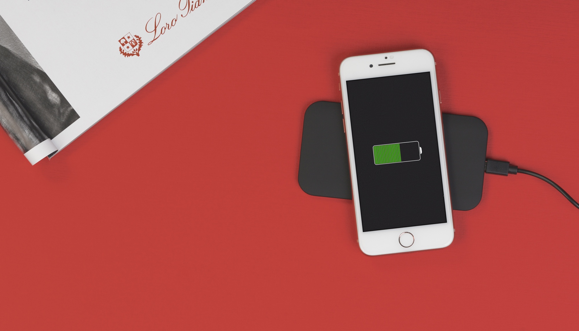 Настольное беспроводное зарядное устройство "Slim SOFTTOUCH", цвет черный