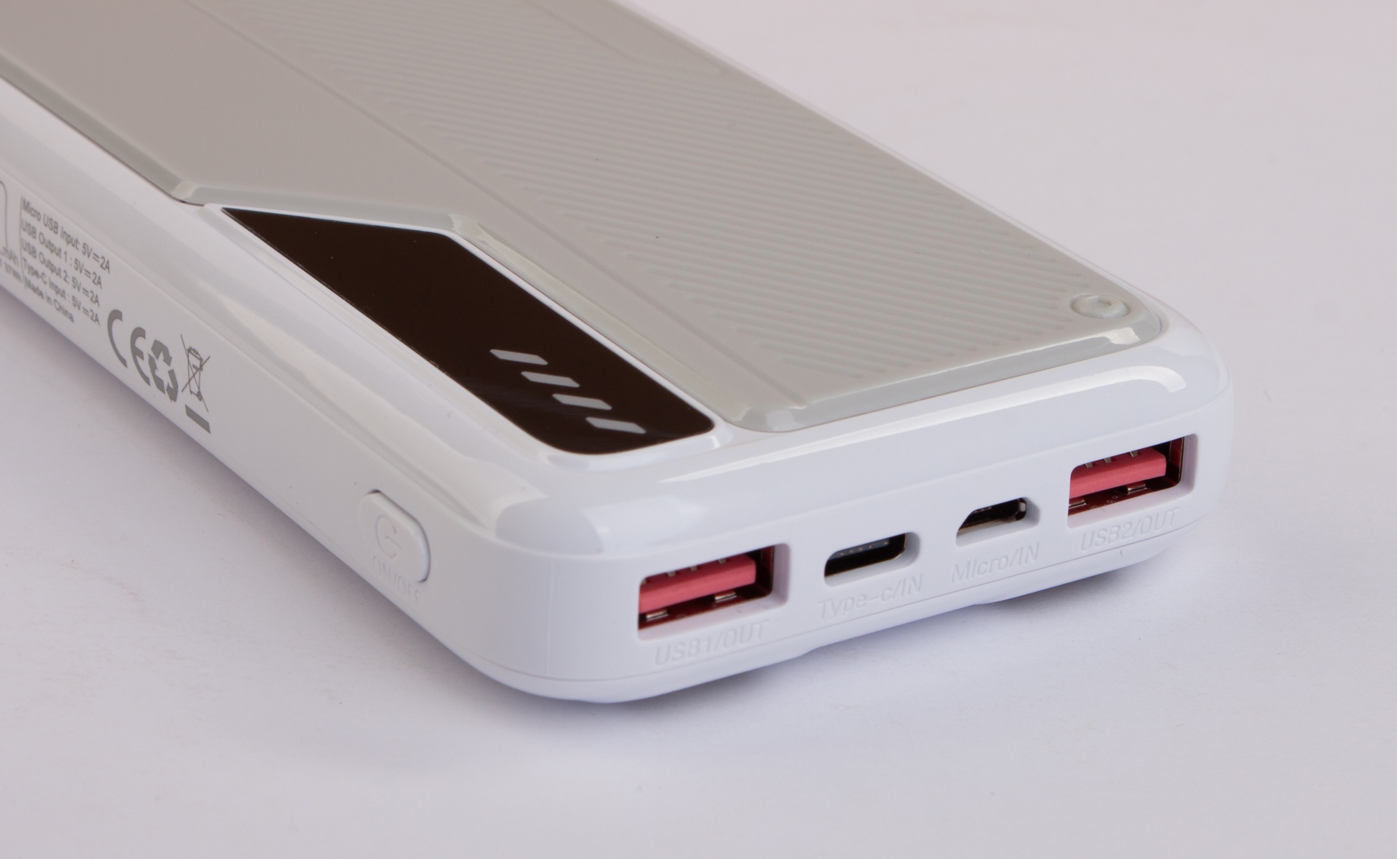 Зарядное устройство "Connect" 10000 mAh со встроенными Type-C/Lightning кабелями, цвет белый с серым
