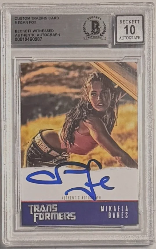 Megan Fox — Megan Fox Signed Transformers Custom Trading Card Beckett Witnessed AUTO 10, image 4
