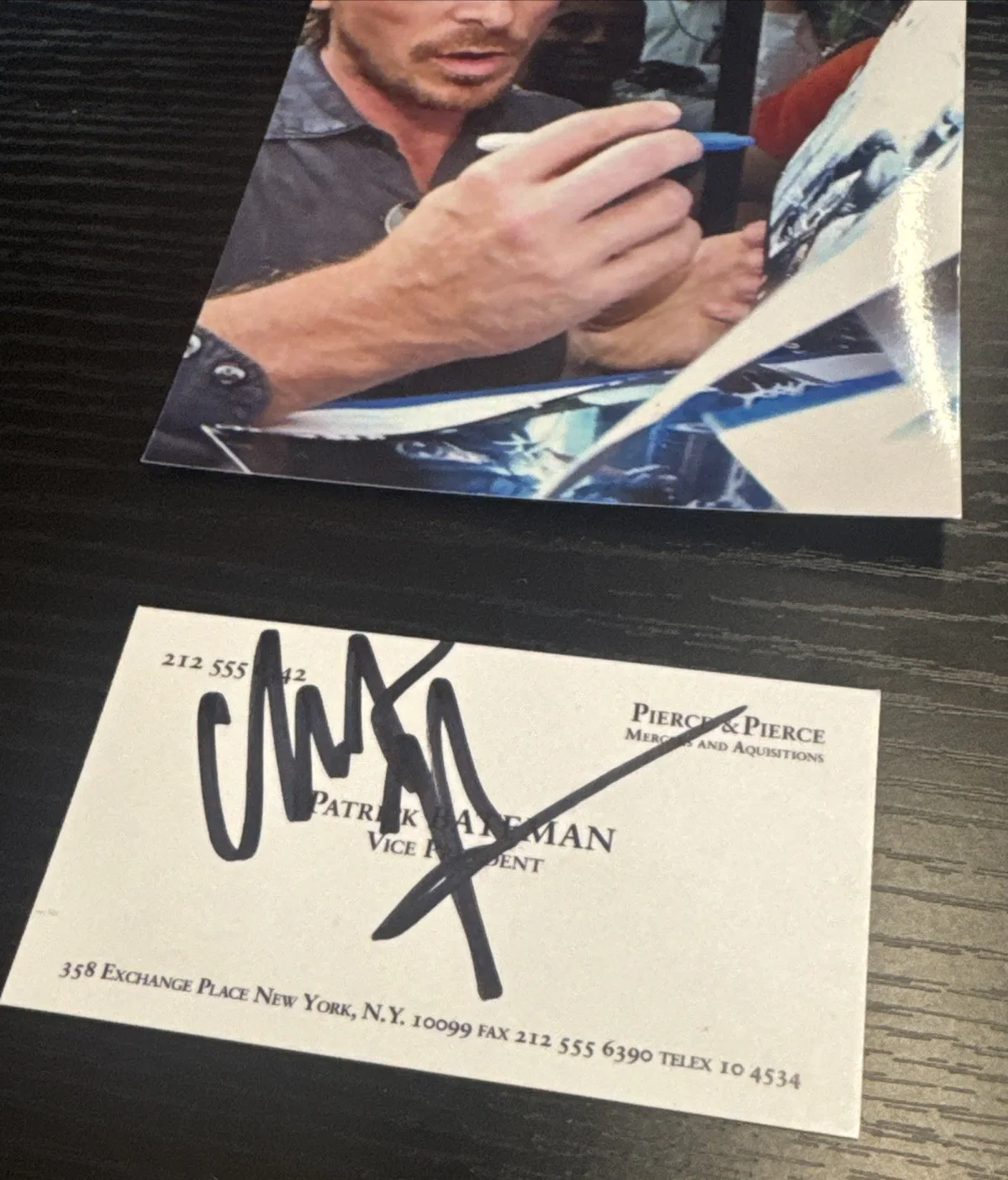 Christian Bale — Christian Bale Signed American Psycho Business Card Autograph with COA & Proof, image 2