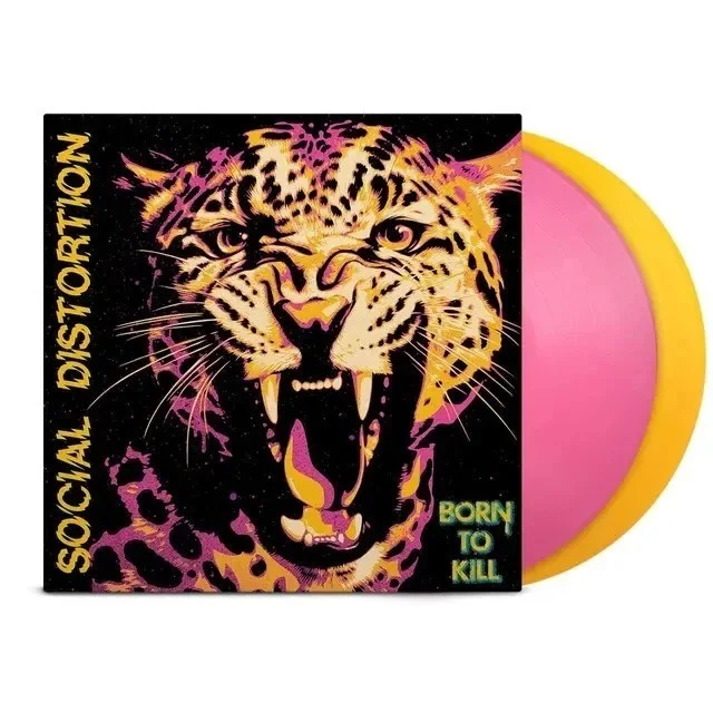 Social Distortion Signed Born To Kill Opaque Pink & Yellow Vinyl LP, image 3