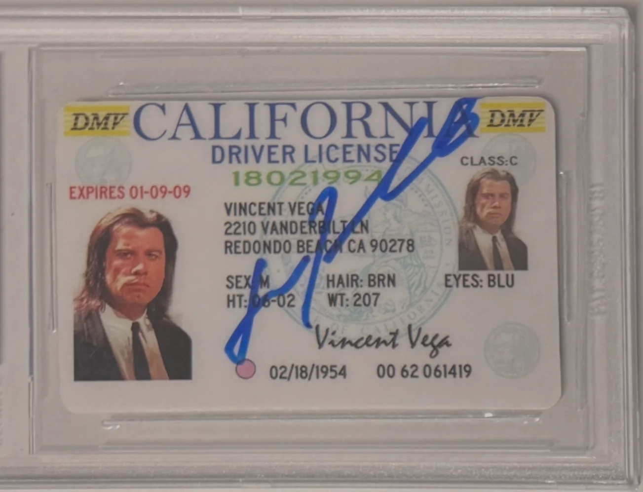 John Travolta — License Custom Card Pulp Fiction Signed John Travolta Beckett Witnessed AUTO 10, image 2