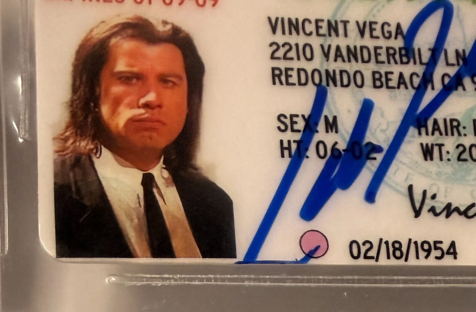John Travolta — License Custom Card Pulp Fiction Signed John Travolta Beckett Witnessed AUTO 10, image 3