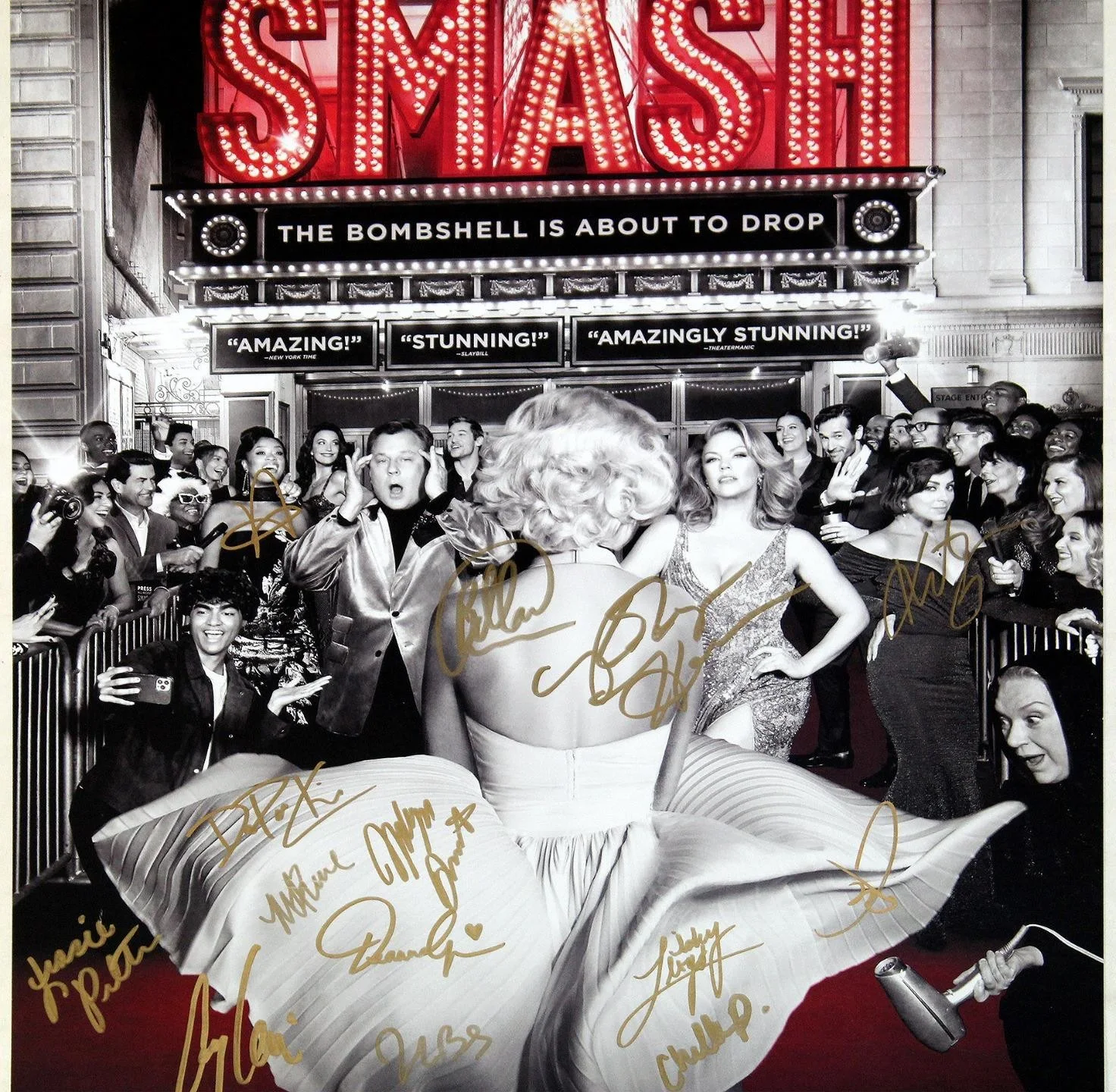 SMASH Broadway Partial Cast Robyn Hurder, Krysta Rodriguez Signed Poster BWB, image 3