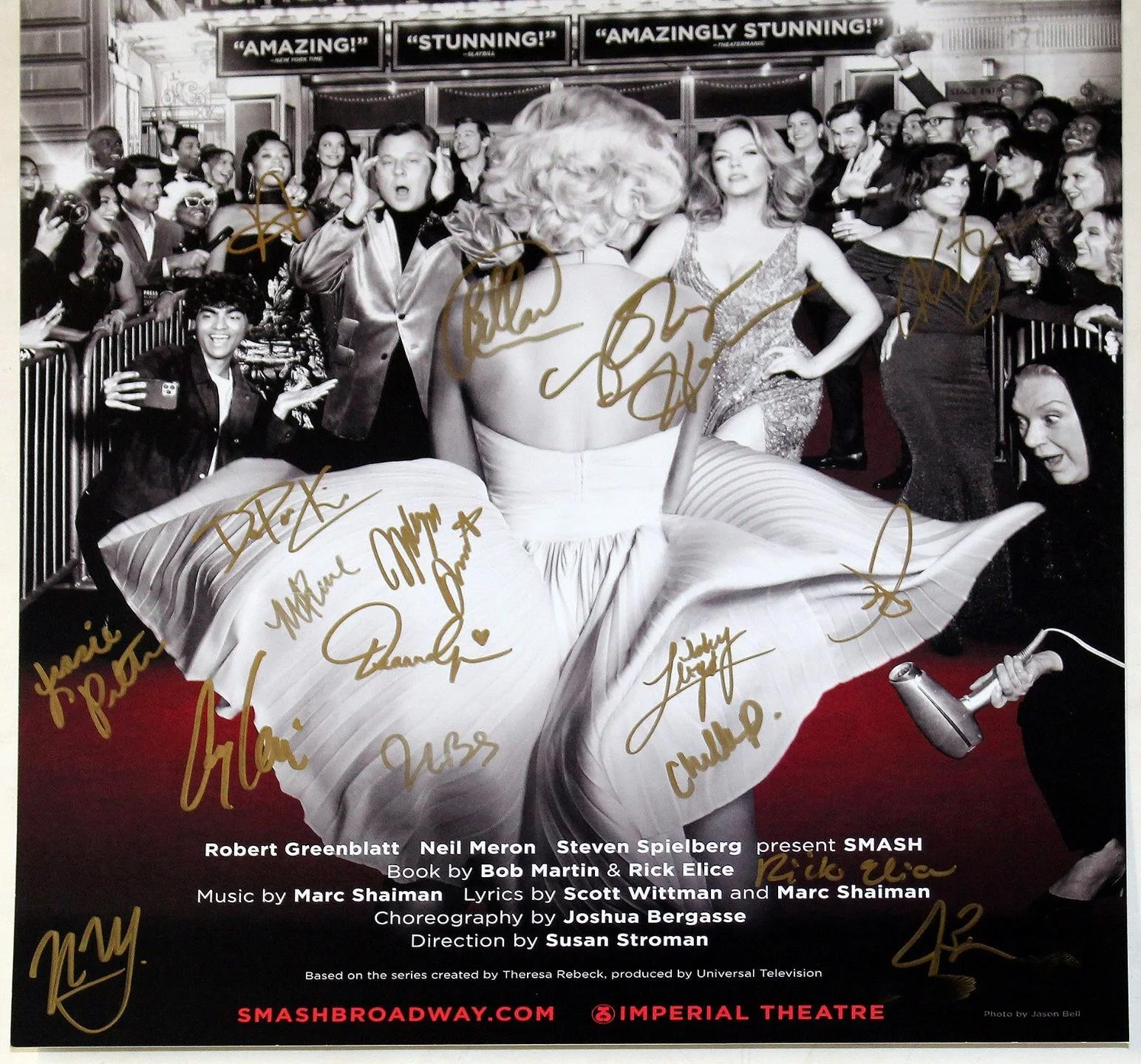 SMASH Broadway Partial Cast Robyn Hurder, Krysta Rodriguez Signed Poster BWB, image 4
