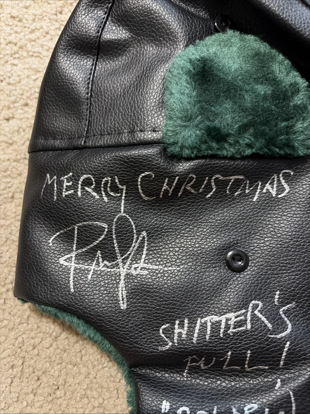 Chevy Chase, Randy Quaid — Randy Quaid Christmas Vacation Autographed Signed Hat 3x Inscribed "Shi%$ Full", image 2