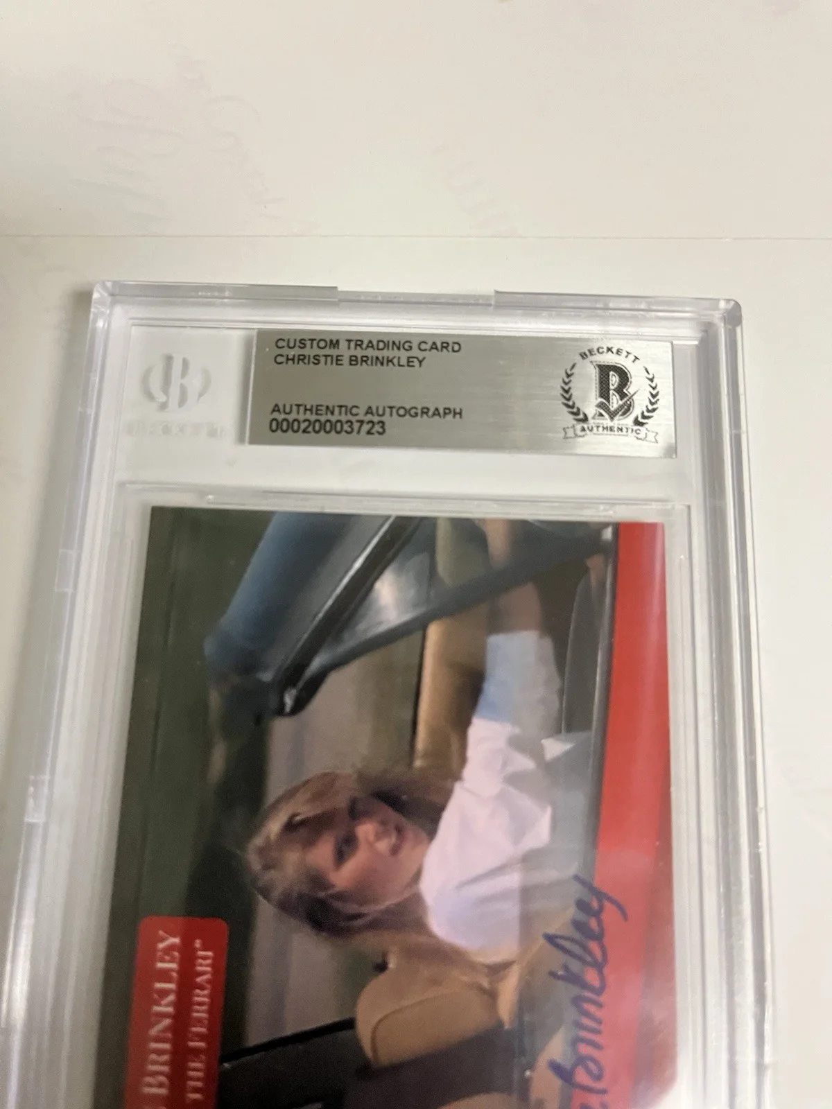 Autographed Christie Brinkley Sticker Vacation Movie Card Beckett Signed Auto, image 3