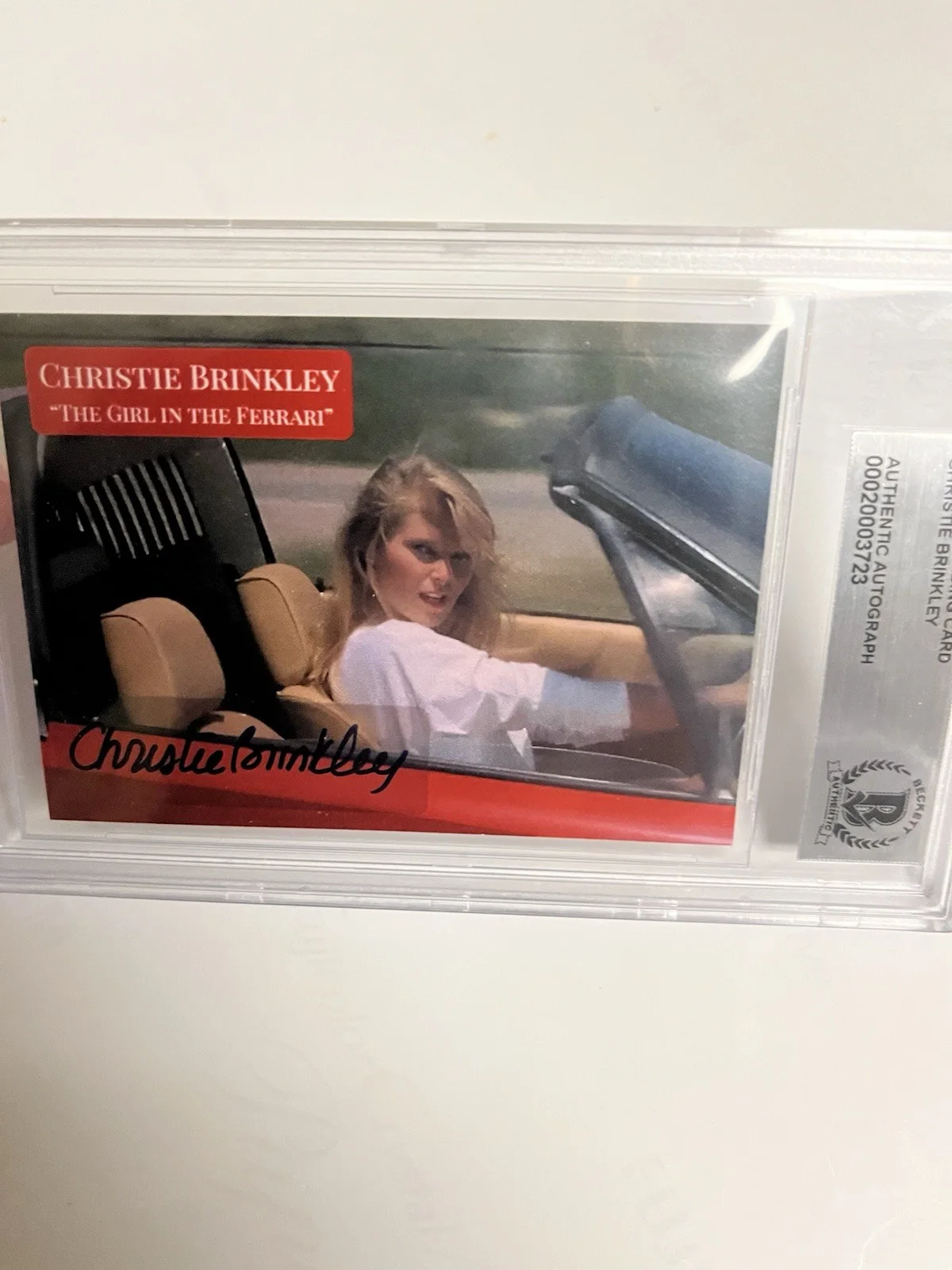 Autographed Christie Brinkley Sticker Vacation Movie Card Beckett Signed Auto, image 5
