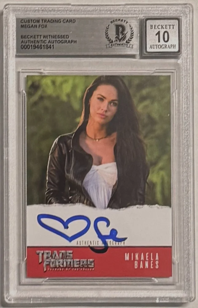 Megan Fox — Megan Fox Signed Transformers Custom Trading Card Beckett Witnessed AUTO 10, image 4