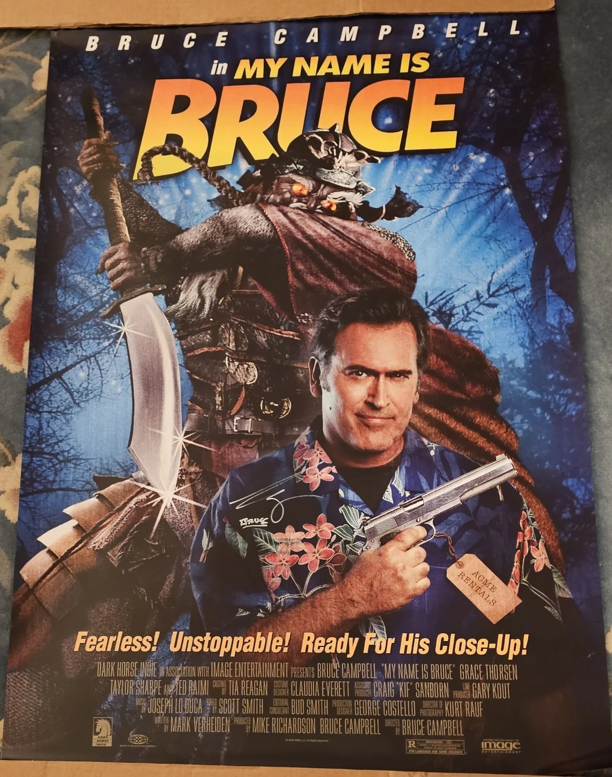 Bruce Campbell — BRUCE CAMPBELL SIGNED 'MY NAME IS BRUCE' MOVIE POSTER (2007) / Great Design!