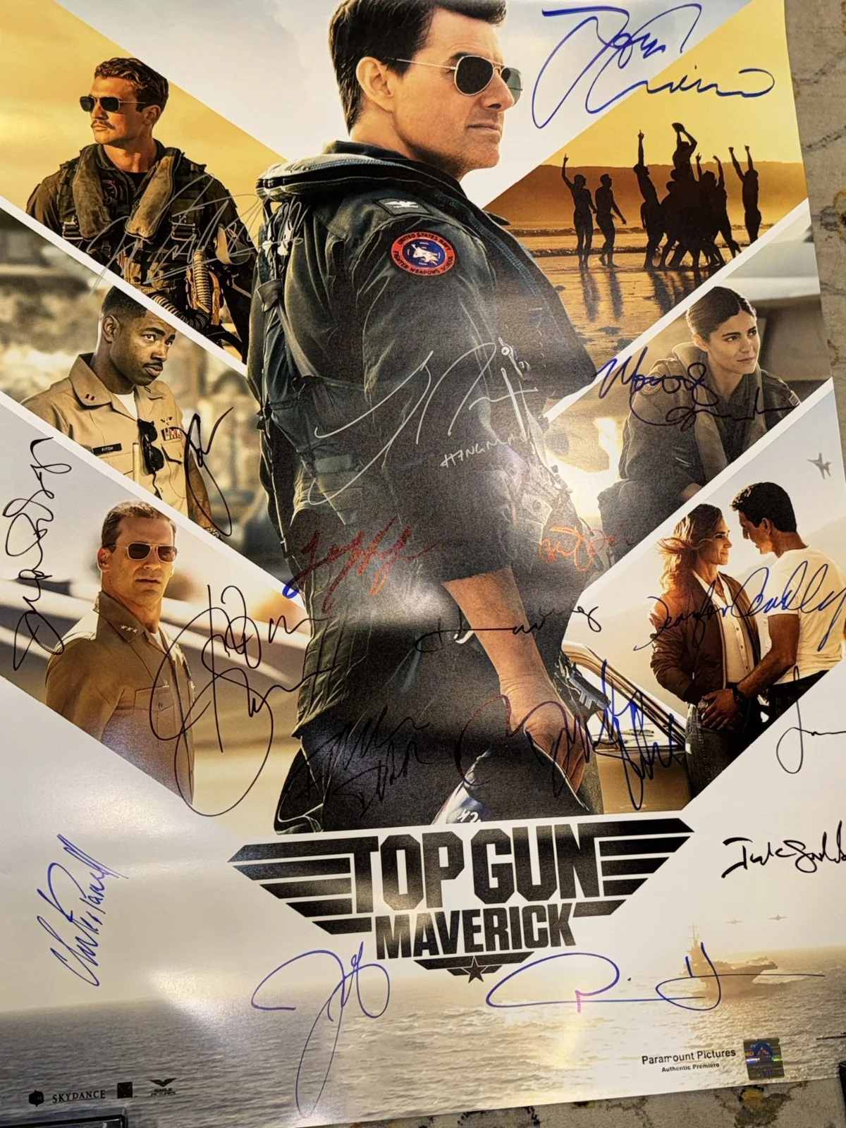 Top Gun Maverick Movie Poster Cast Signed COA Tom Cruise 2022 Rare one of a kind, изображение 3