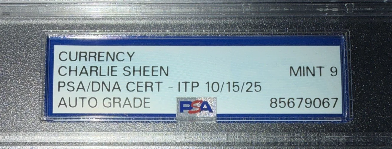 Charlie Sheen Signed $1 Bill - Great Signature - "Wall Street" - PSA Slabbed, изображение 3